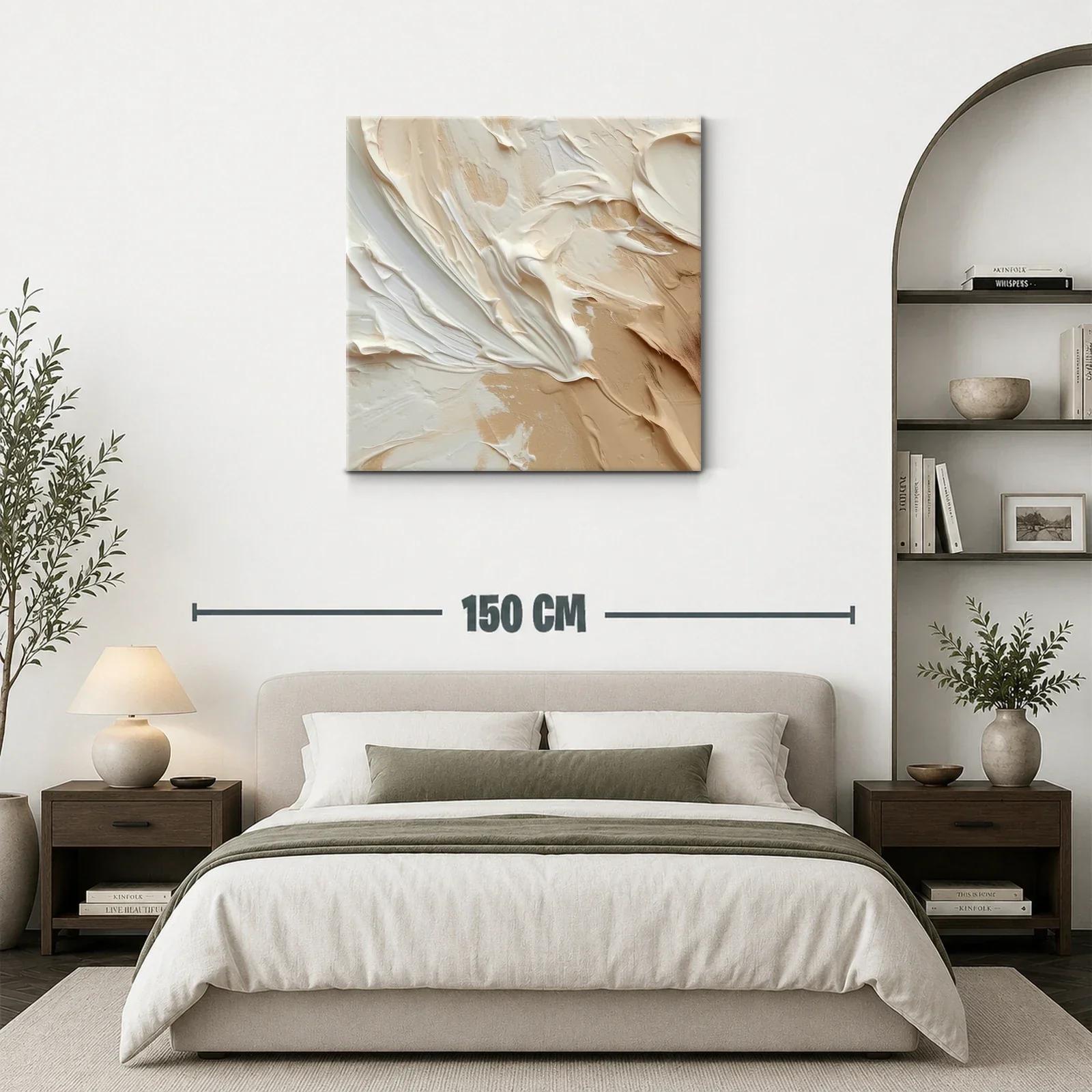 Cuadro abstracto en tonos beige y crema para ambientes cálidos — miniatura 3