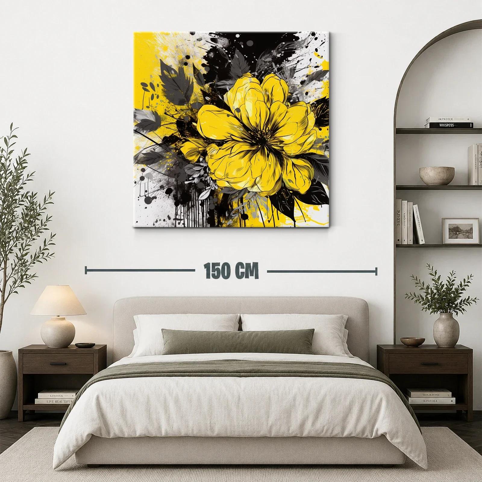 Flor amarilla brillante con hojas en tonos oscuros — miniatura 3