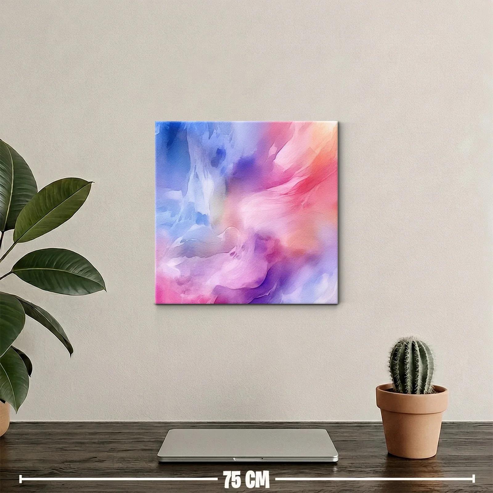 Cuadro abstracto en tonos violetas rosas y azules delicados — miniatura 2