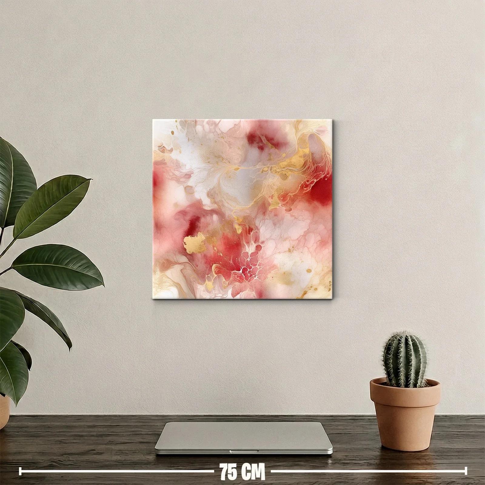 Cuadro abstracto con tonos rojos y dorados suaves — miniatura 2