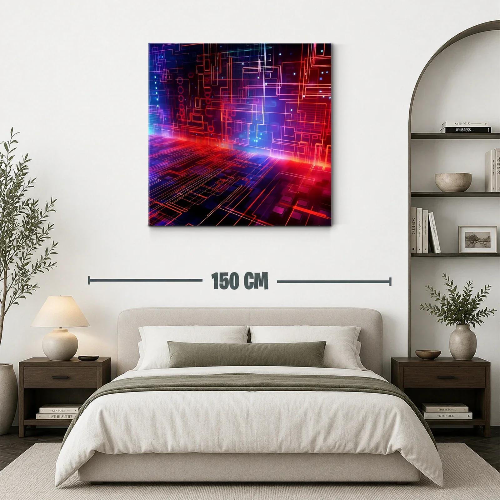 Composición abstracta de líneas luminosas en tonos cálidos y fríos — miniatura 3