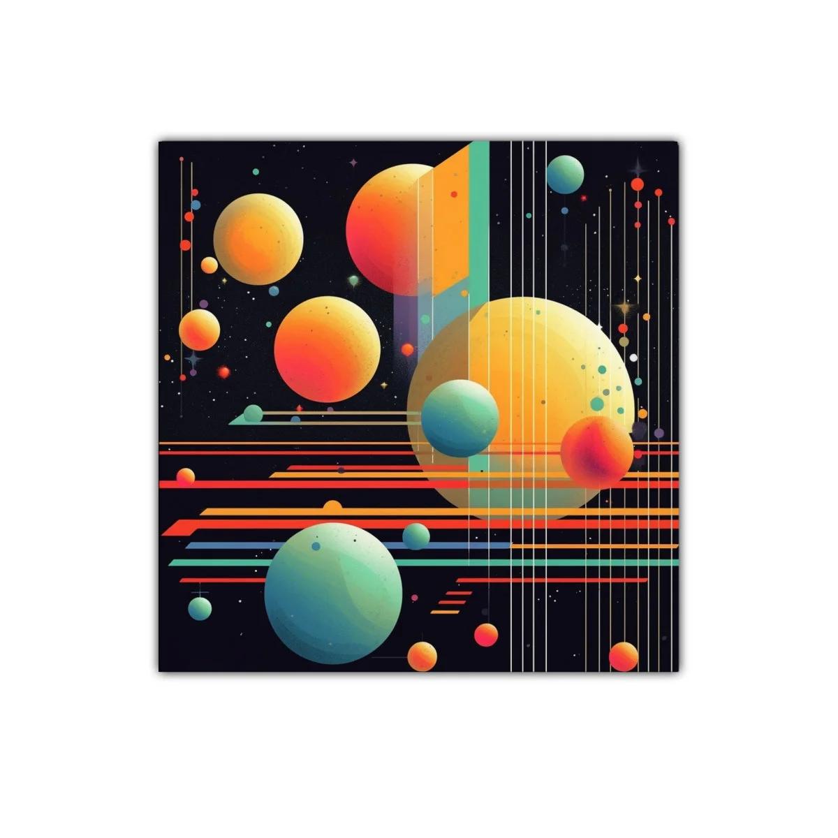 Cuadro decorativo con galaxia de planetas multicolor — imagen principal