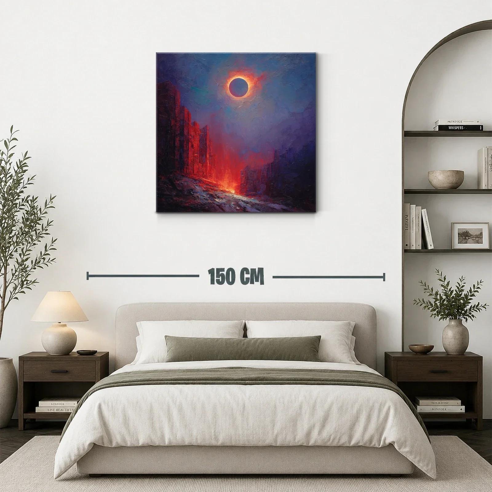 Eclipse solar sobre paisaje urbano en llamas — miniatura 3