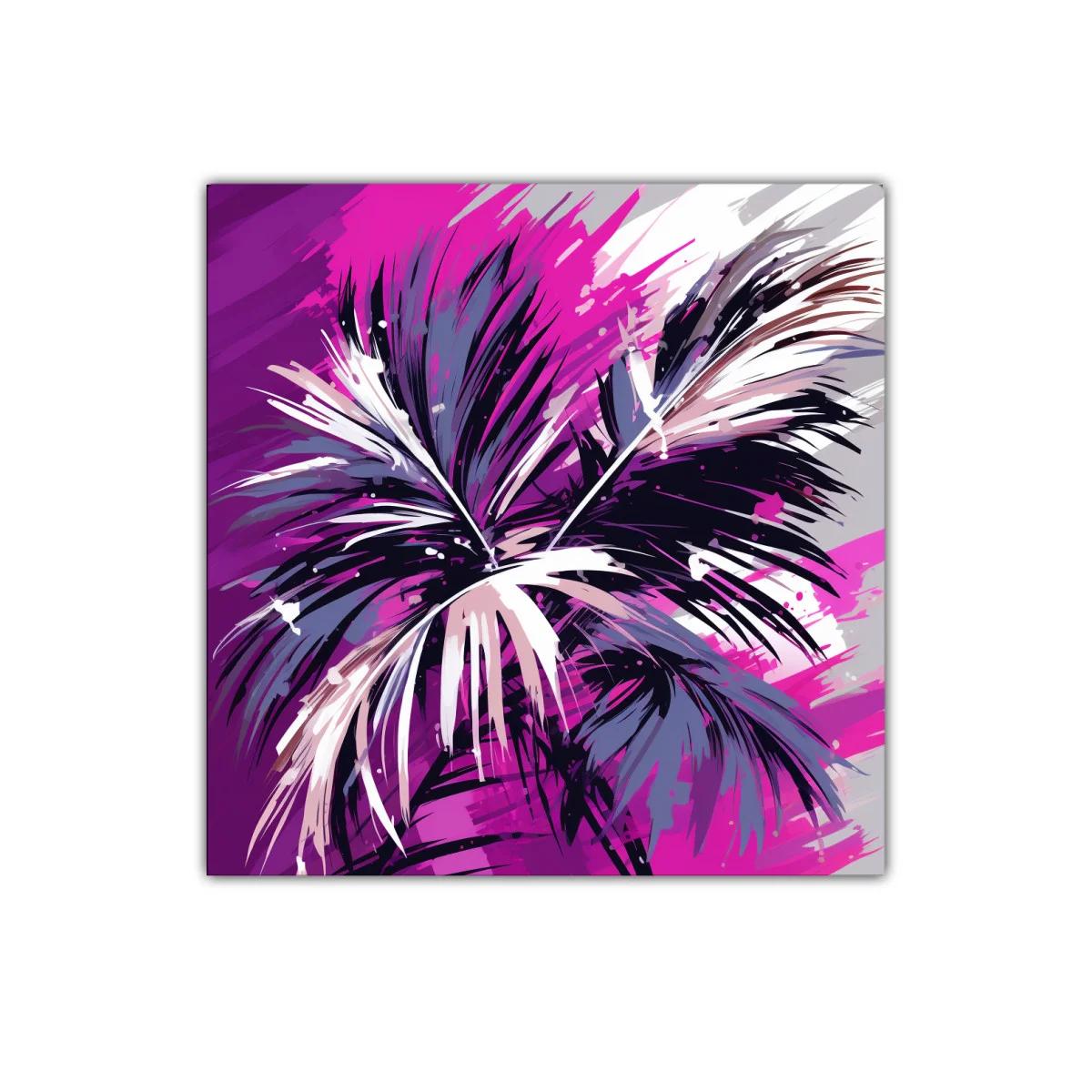 Cuadro decorativo de palmera vibrante en tonos morados — imagen principal
