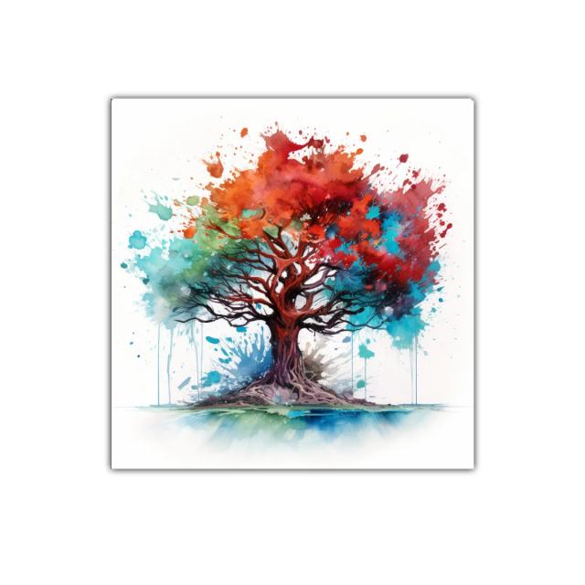 Árbol Colorido con Ramas Entrecruzadas y Explosión de Tonos