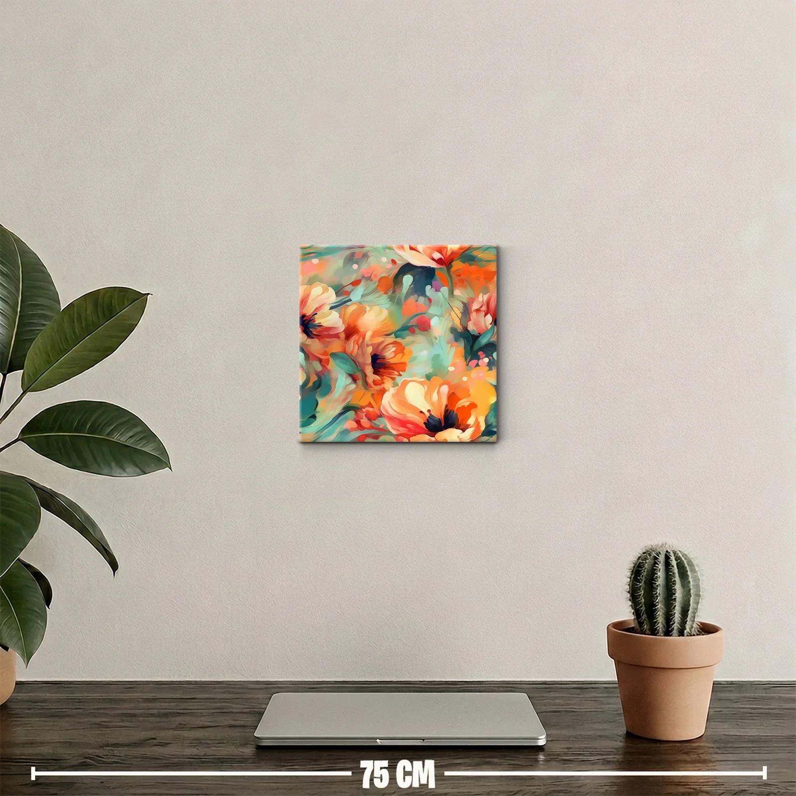 Cuadro floral vibrante con tonos cálidos y detalles suaves — miniatura 2