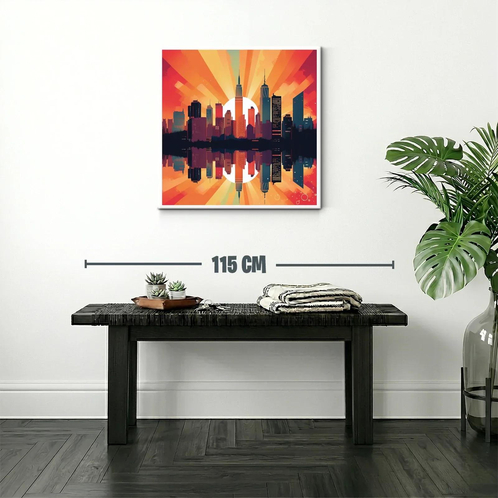 Atardecer urbano con reflejo sobre el agua vibrante — miniatura 2