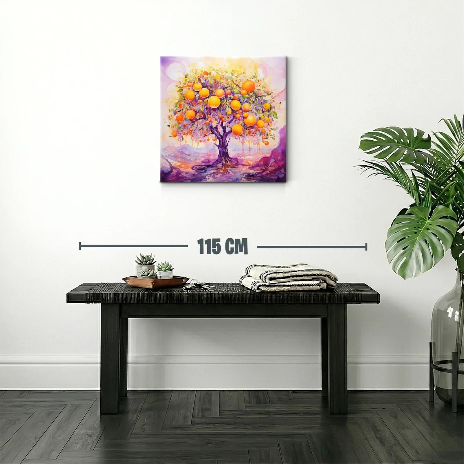Árbol de frutas vibrantes en tonalidades cálidas y violetas — miniatura 2