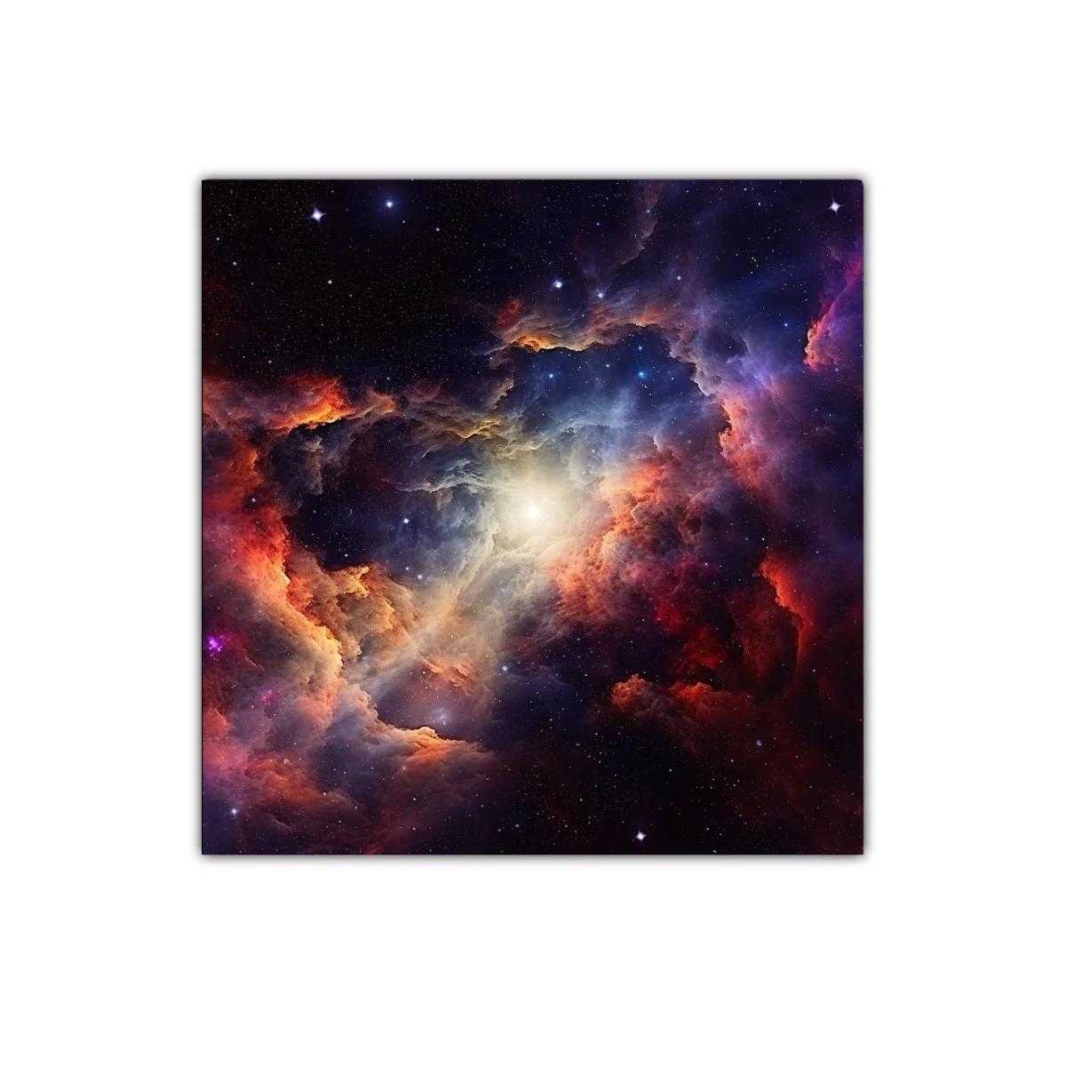 Cuadro nebulosa cósmica con vibrantes tonos cálidos y fríos — imagen principal