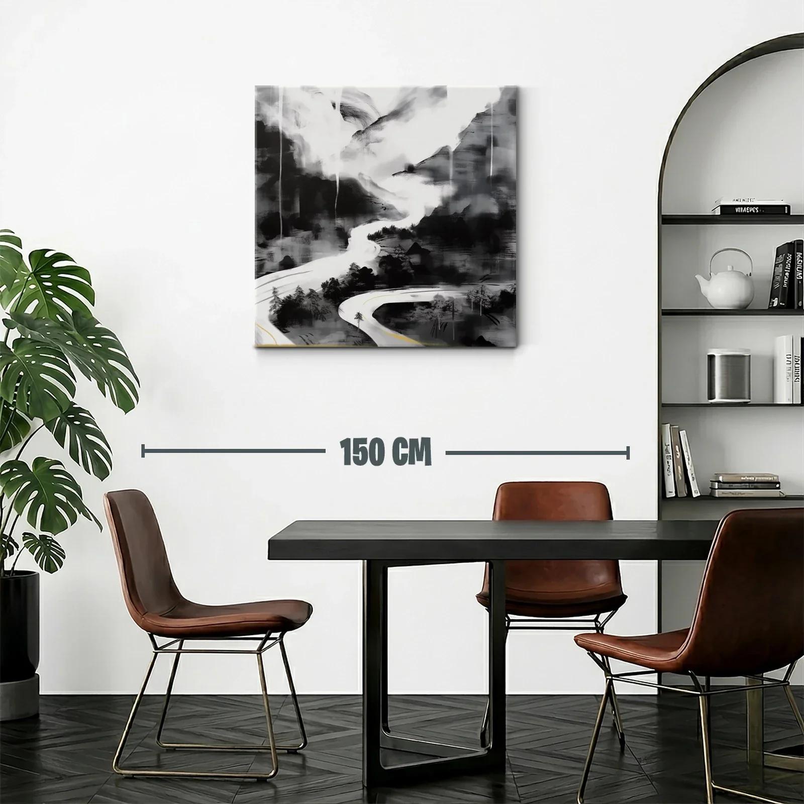 Paisaje abstracto en tonos grises con sinuoso camino — miniatura 2