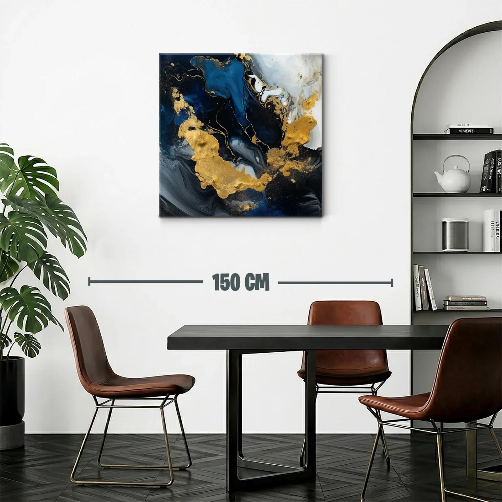 Composición abstracta en tonos azul y dorado brillante — miniatura 2