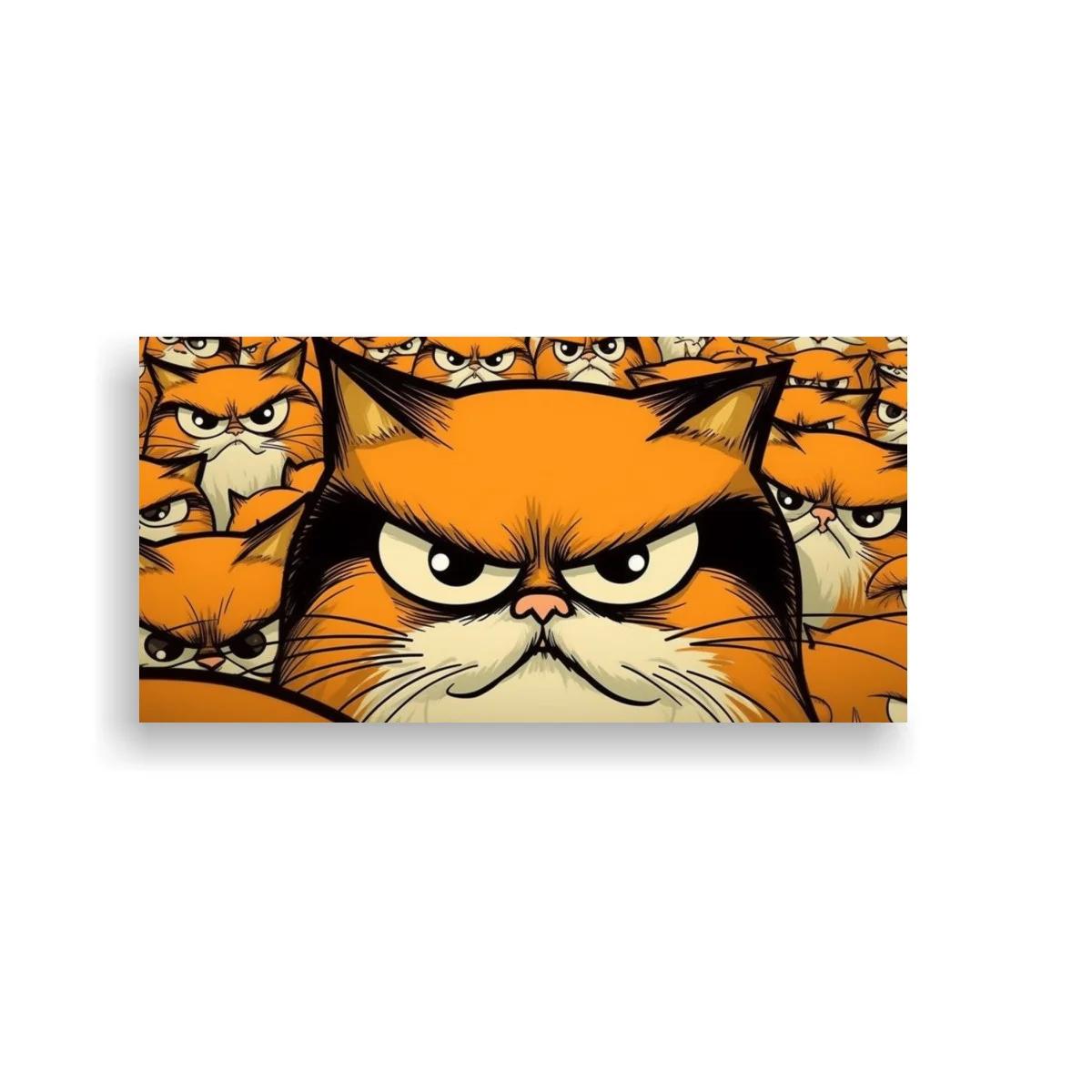 Cuadro gato naranja gruñón con ceño fruncido