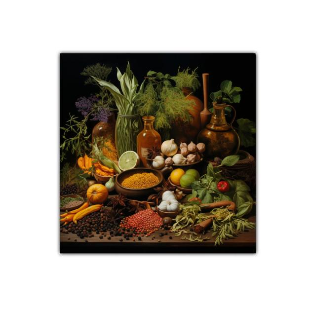 Composición clásica de especias y hierbas naturales