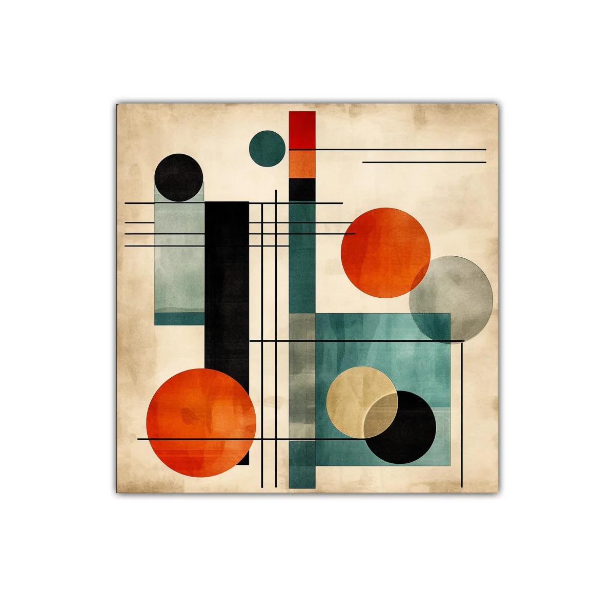 Composición geométrica con círculos en tonos cálidos y fríos — imagen principal