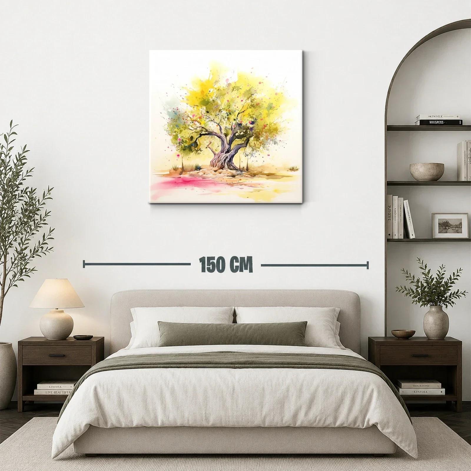 Árbol con follaje amarillo en acuarela vibrante — miniatura 3