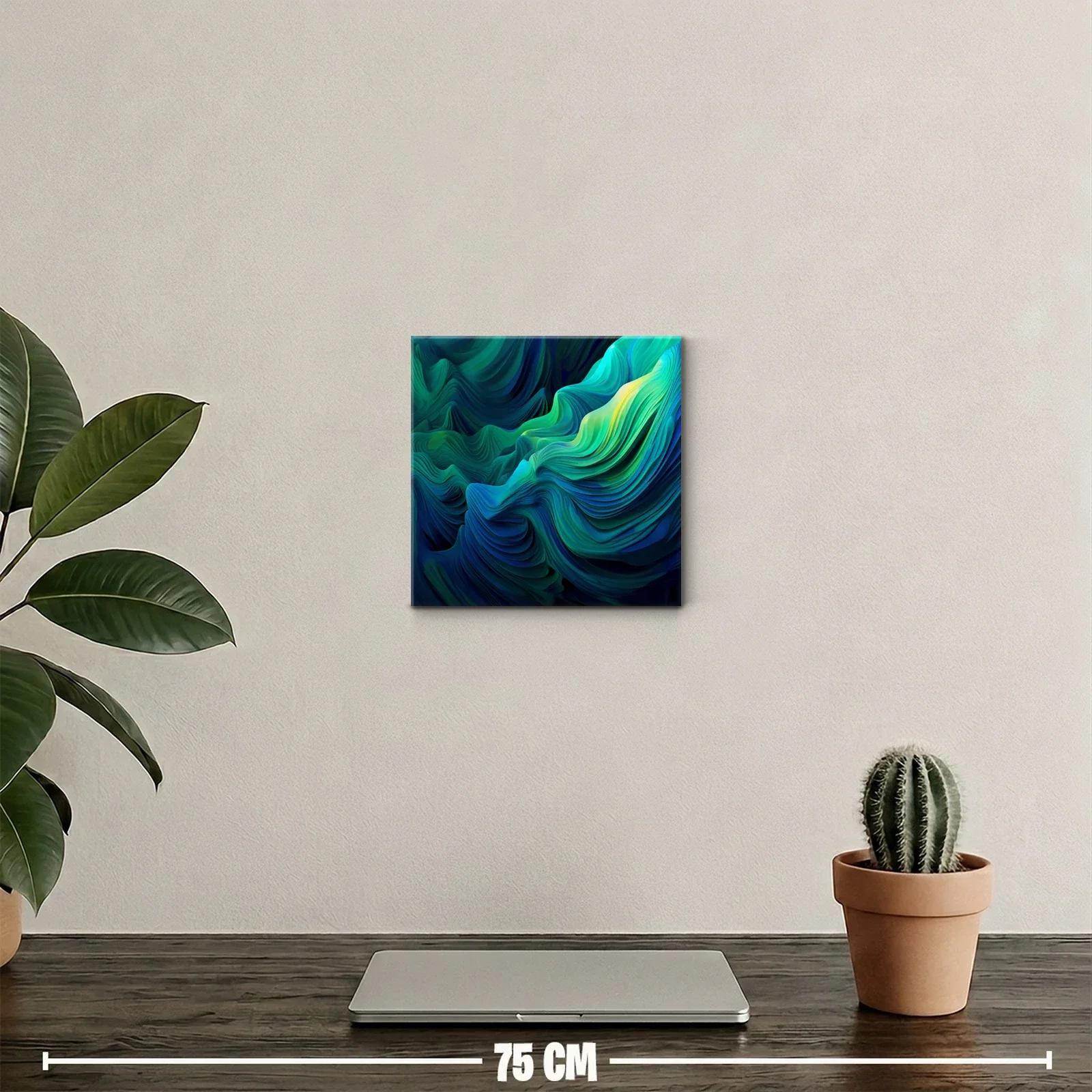 Cuadro Abstracto en Tonos Verdes y Azules Vibrantes — miniatura 2