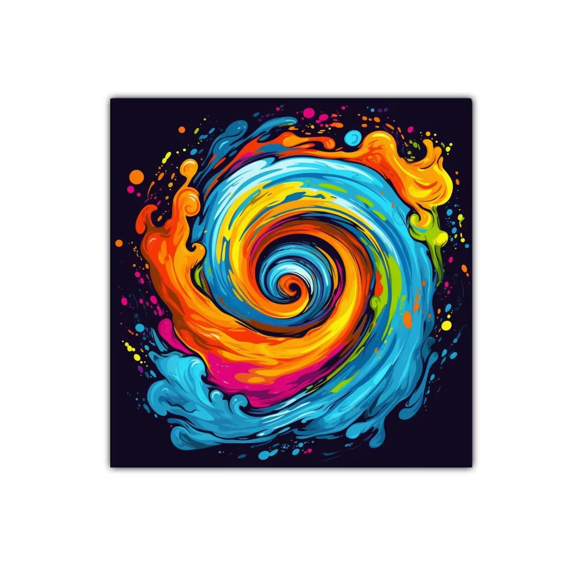 Cuadro abstracto espiral vibrante de colores intensos