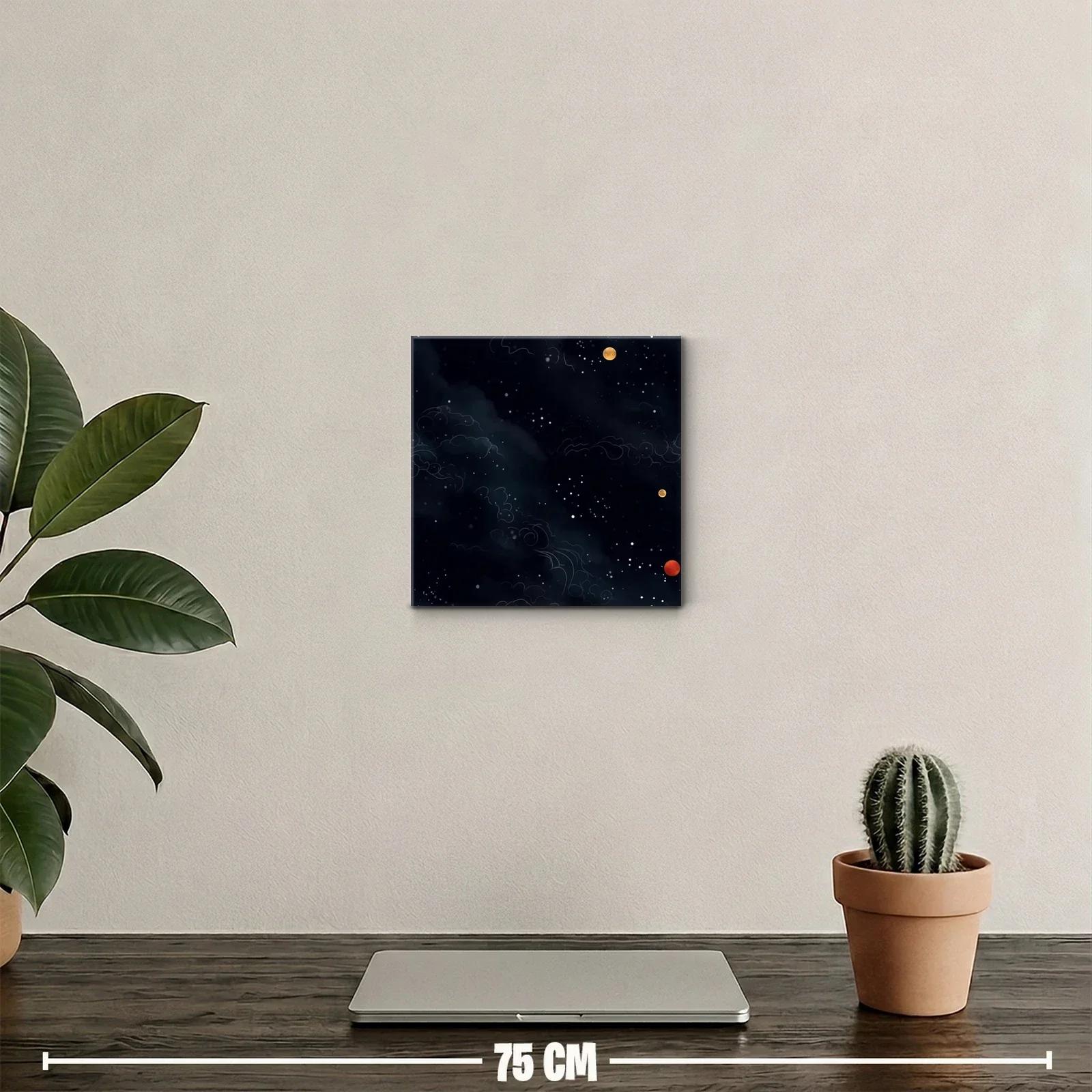 Cuadro decorativo con cielo estrellado y planetas coloridos — miniatura 2