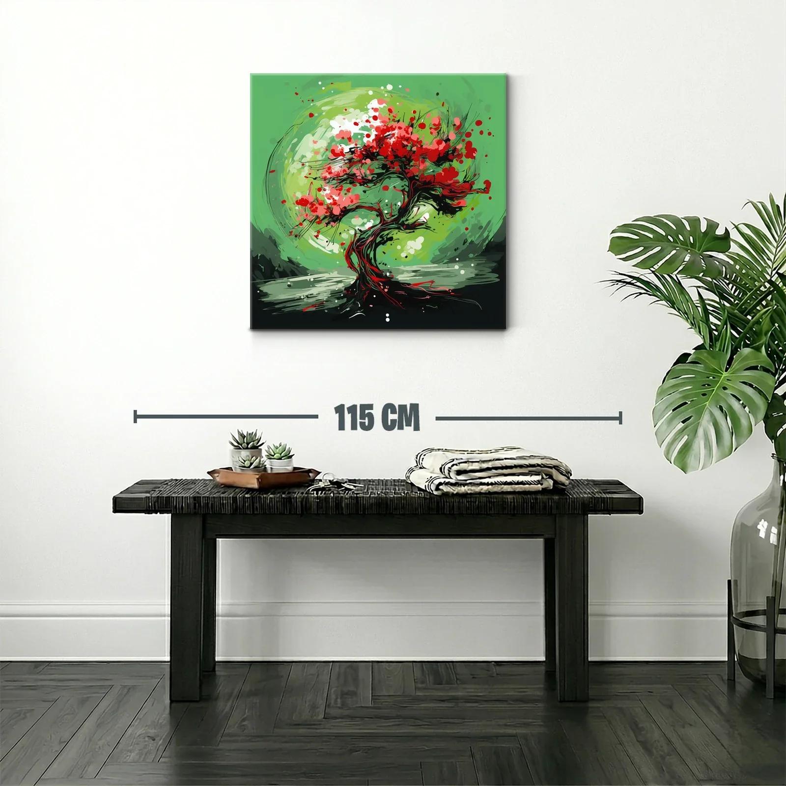 Árbol abstracto con vibrantes tonos verdes y rojos — miniatura 2