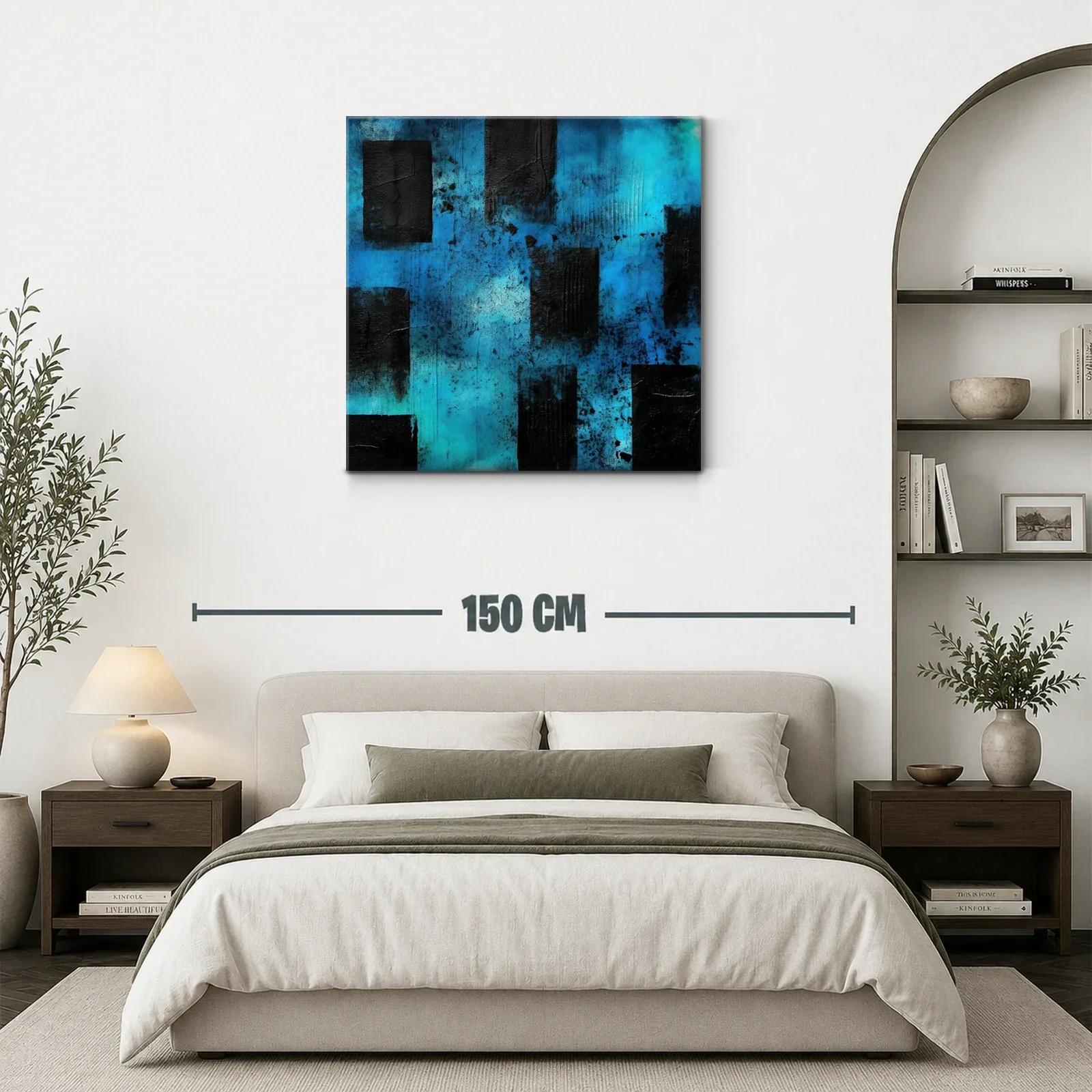 Cuadro abstracto en tonos azules y negros — miniatura 3