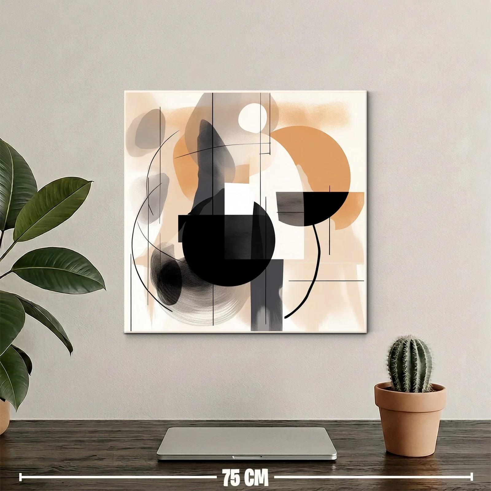 Cuadro abstracto con formas geométricas y tonos cálidos — miniatura 2