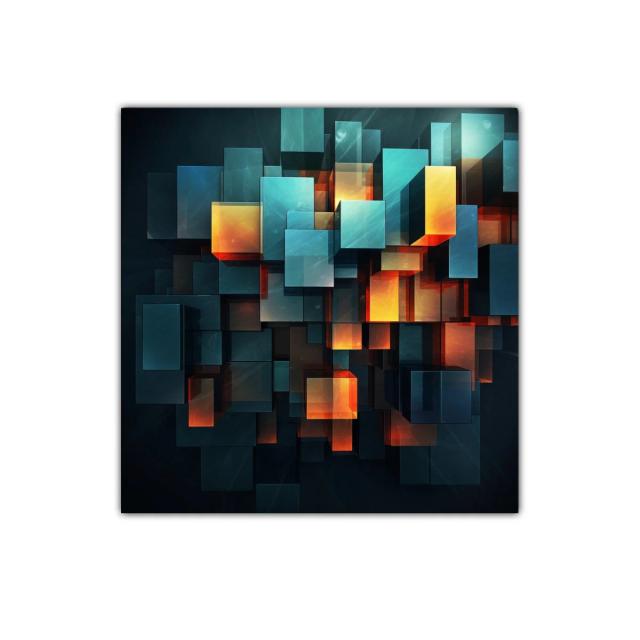 Composición geométrica con luces cálidas y frías