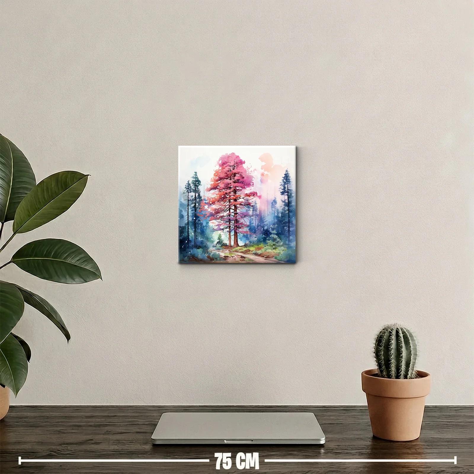Bosque onírico con árboles en tonos rosas y azules — miniatura 2