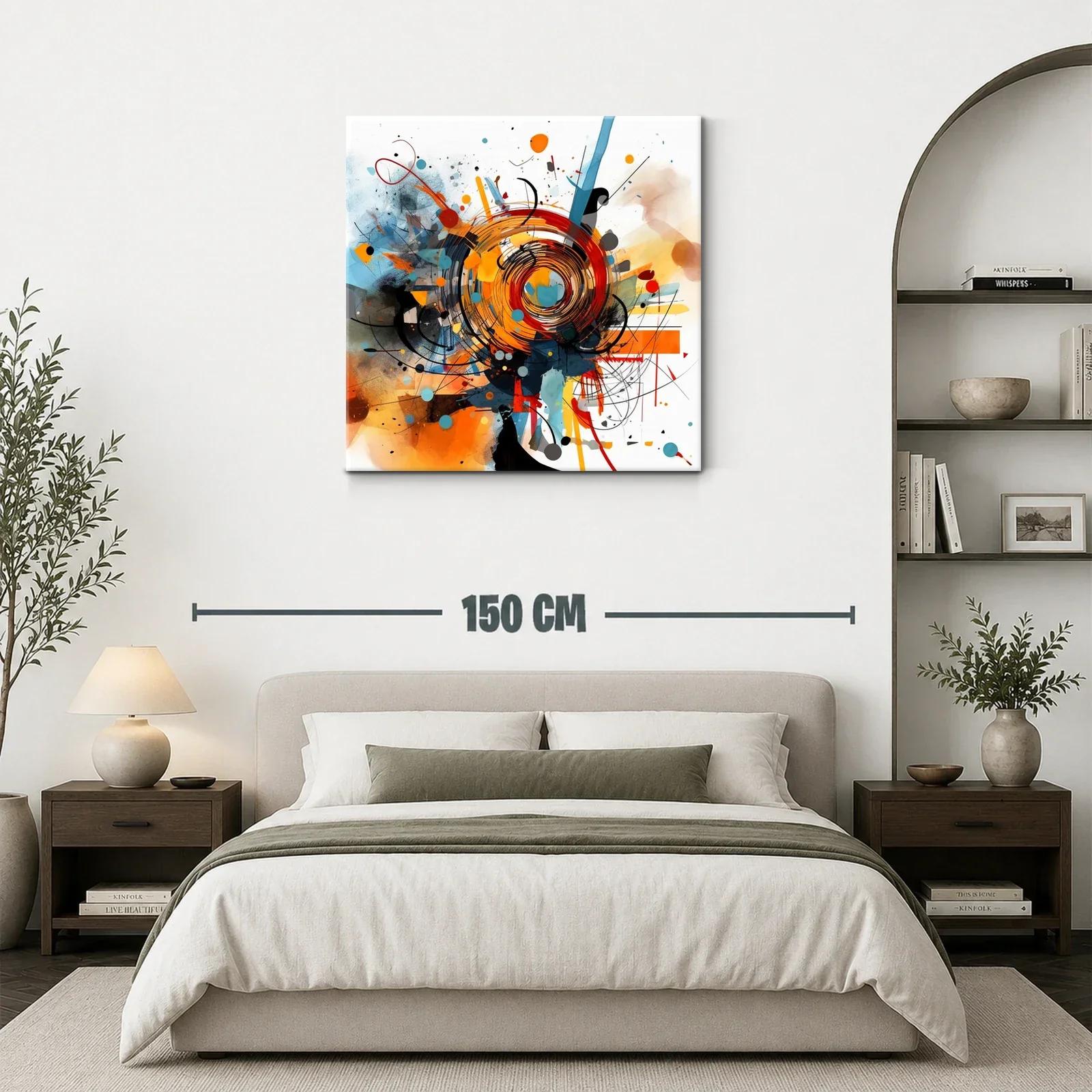 Cuadro abstracto con vibrantes espirales en tonos cálidos — miniatura 3