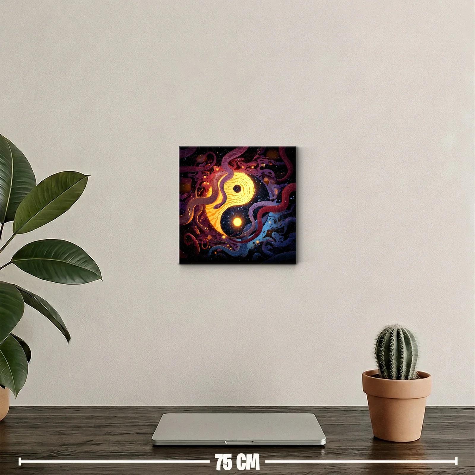 Yin Yang cósmico entre serpientes en galaxia vibrante — miniatura 2