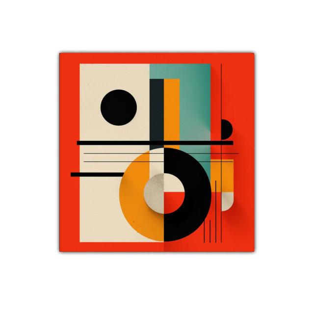 Composición geométrica en tonos vivos y contrastantes