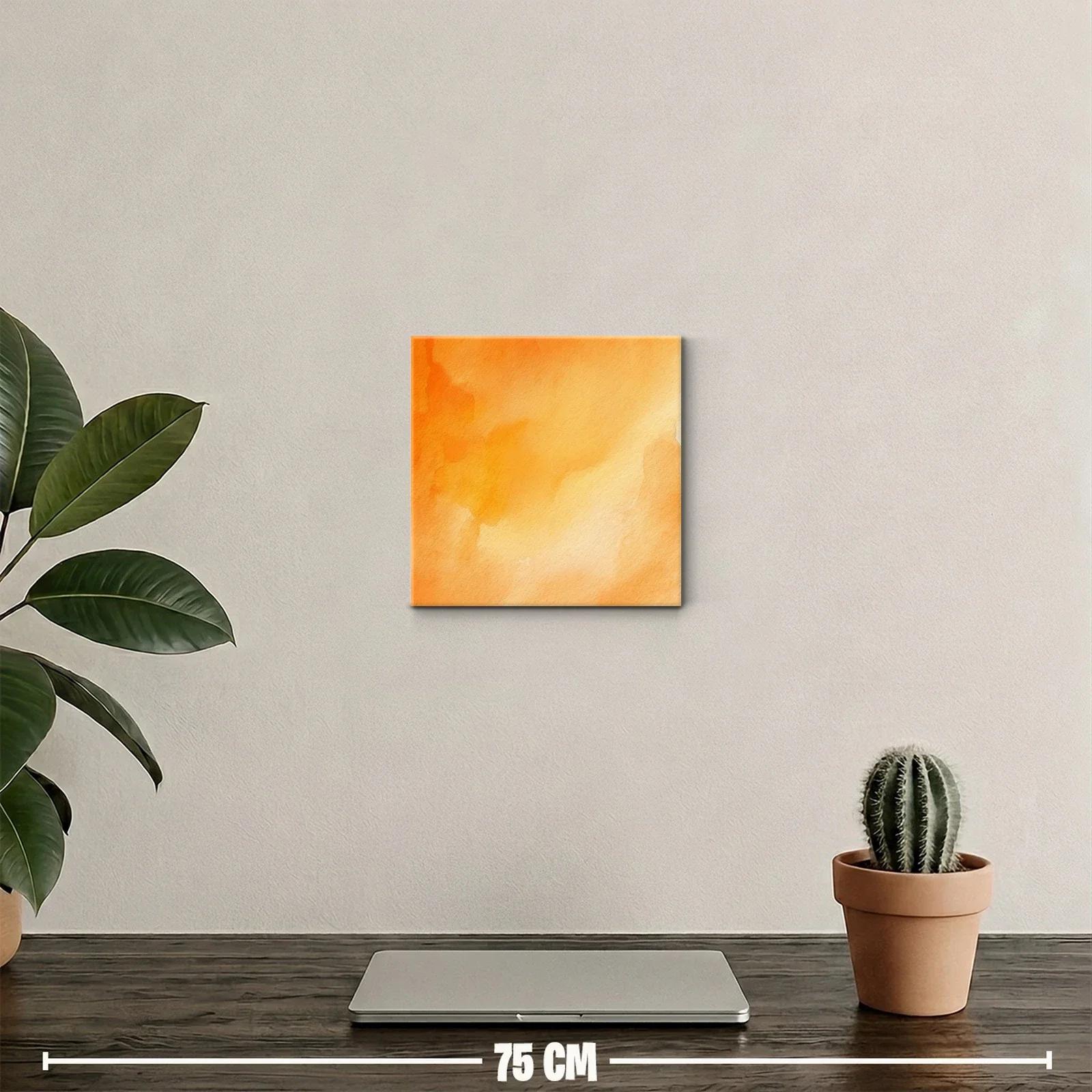 Cuadro abstracto con tonos cálidos en naranja y amarillo — miniatura 2
