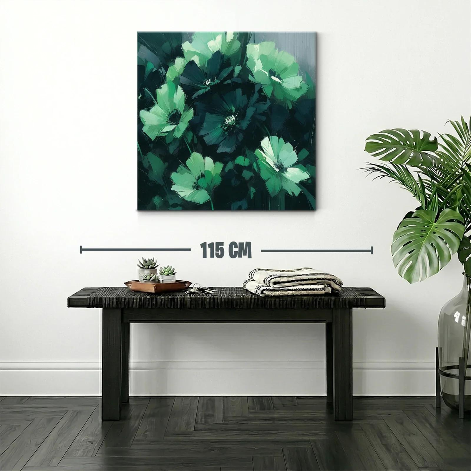 Cuadro floral en tonos verdes y azules oscuros — miniatura 2