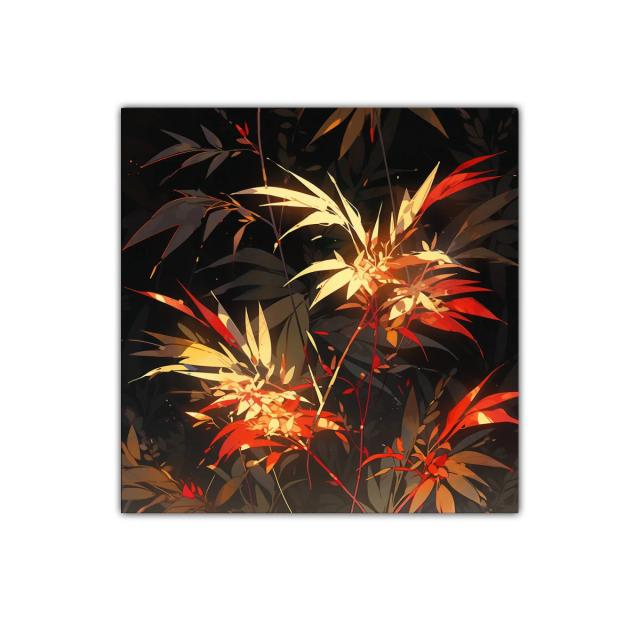 Composición vibrante de hojas en tonos cálidos y oscuros