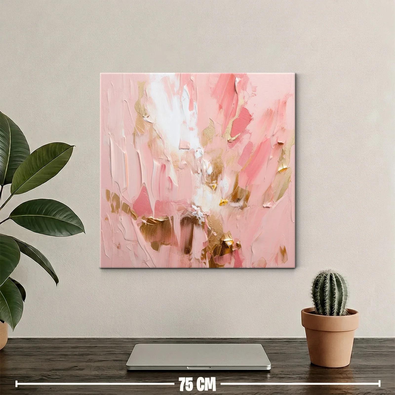 Cuadro abstracto en tonos rosas y dorados elegante — miniatura 2