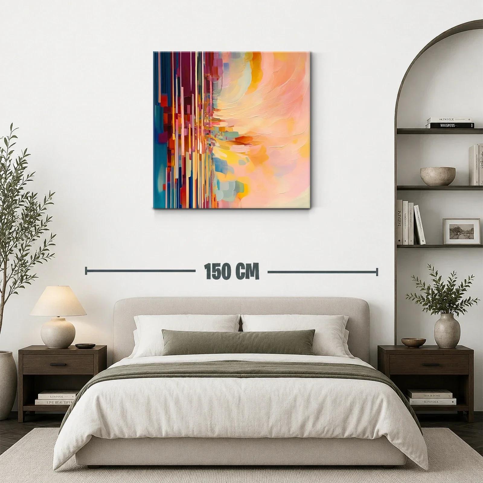 Cuadro abstracto con vibrantes tonos cálidos y fríos — miniatura 3