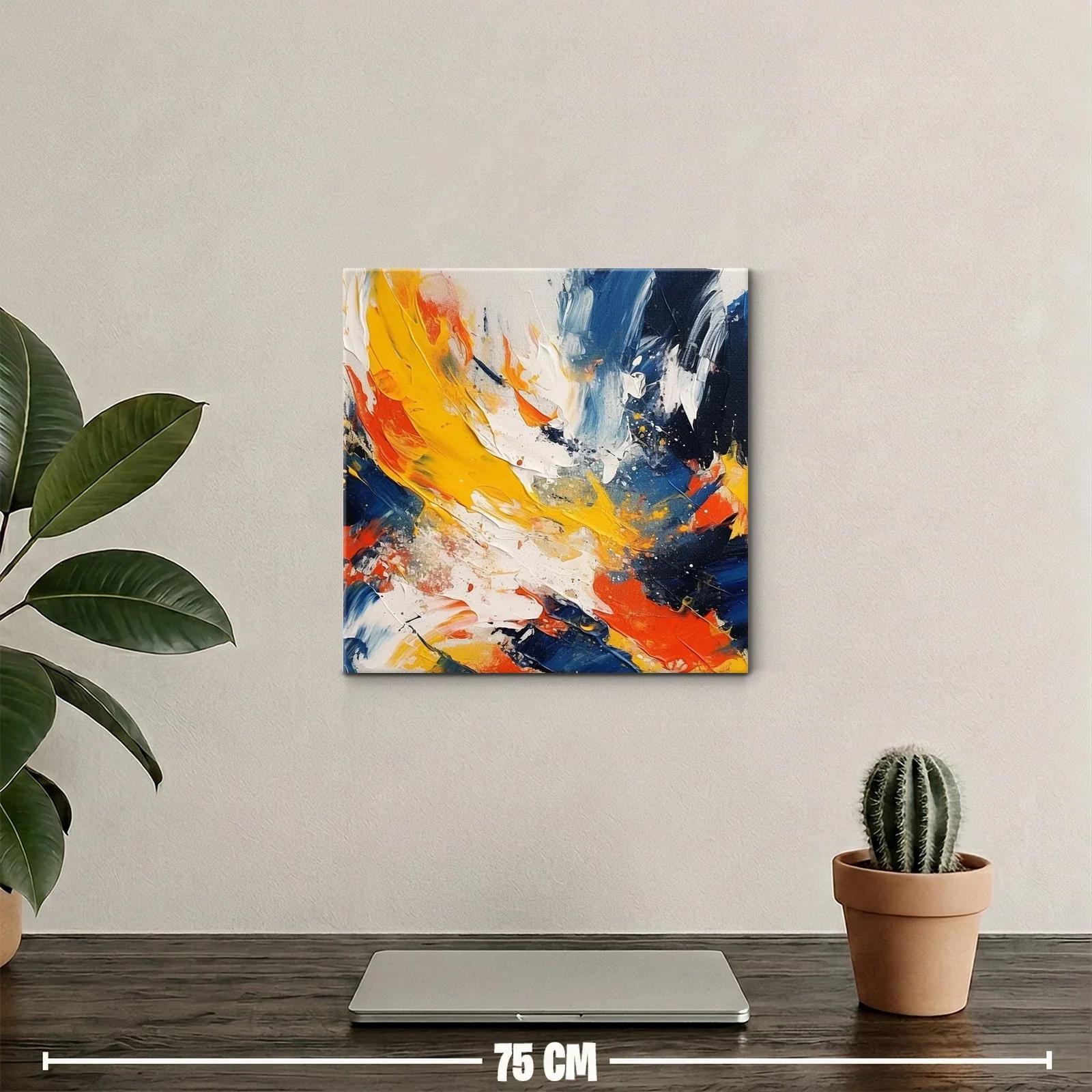 Cuadro abstracto con vivos contrastes en tonos cálidos y fríos — miniatura 2
