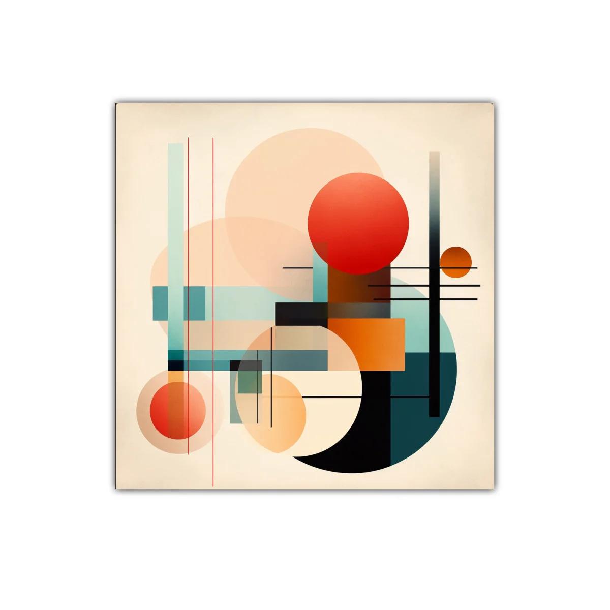 Cuadro abstracto con formas geométricas y paleta cálida