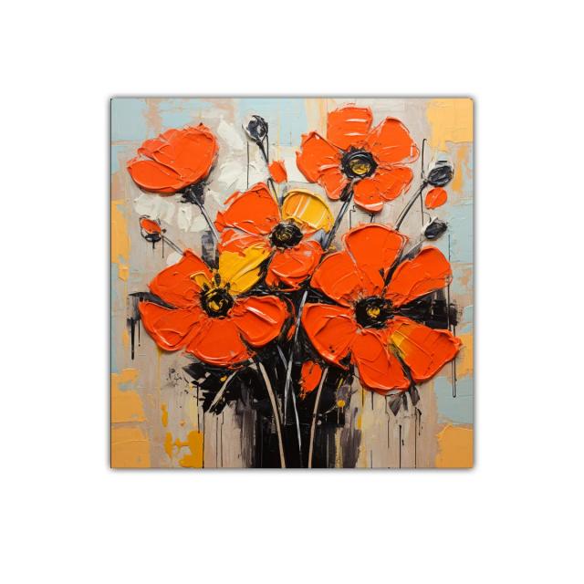 Cuadro con amapolas vibrantes en tonos anaranjados y amarillo