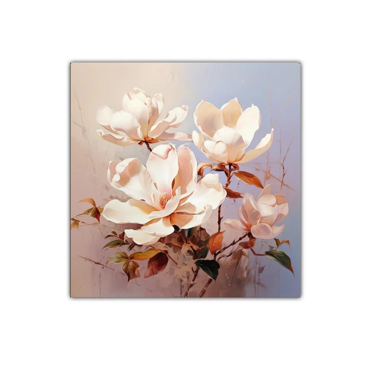 Cuadro decorativo con flores blancas y tonos suaves