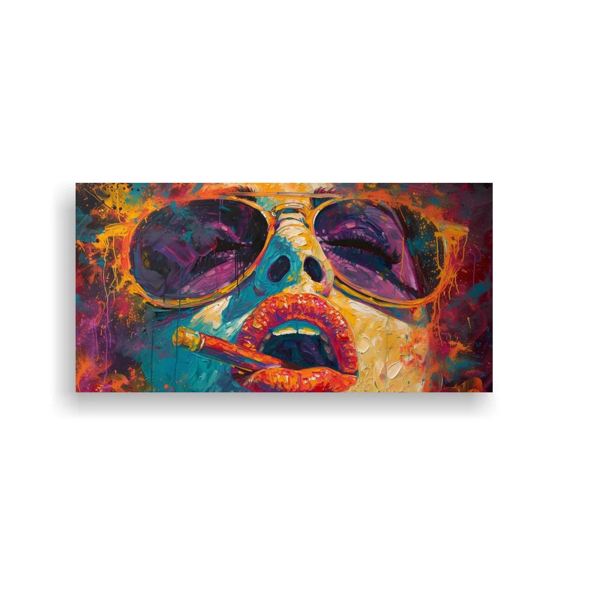 Cuadro calavera con gafas de sol y cigarro — imagen principal