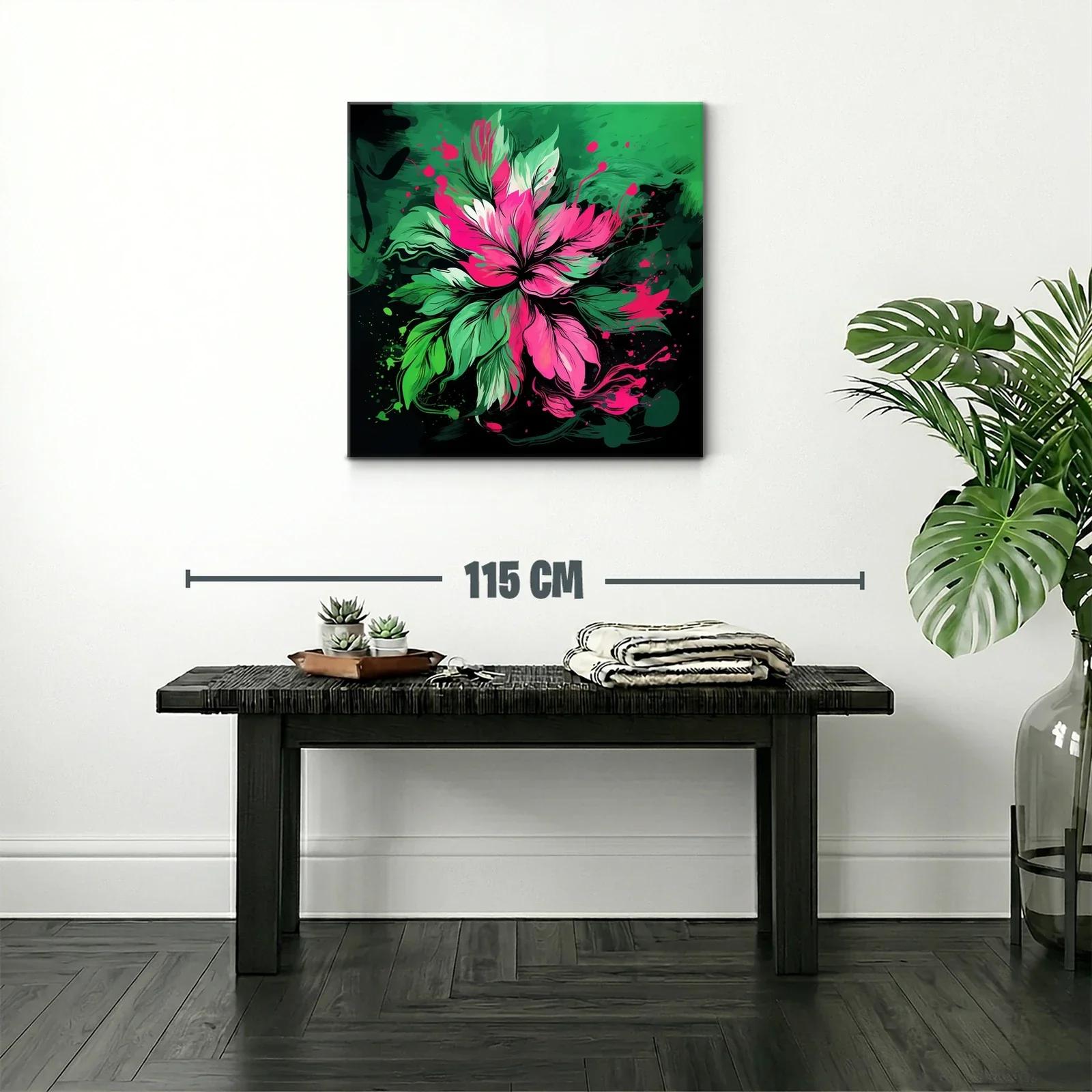 Flor vibrante en tonos verdes y fucsias intensos — miniatura 2