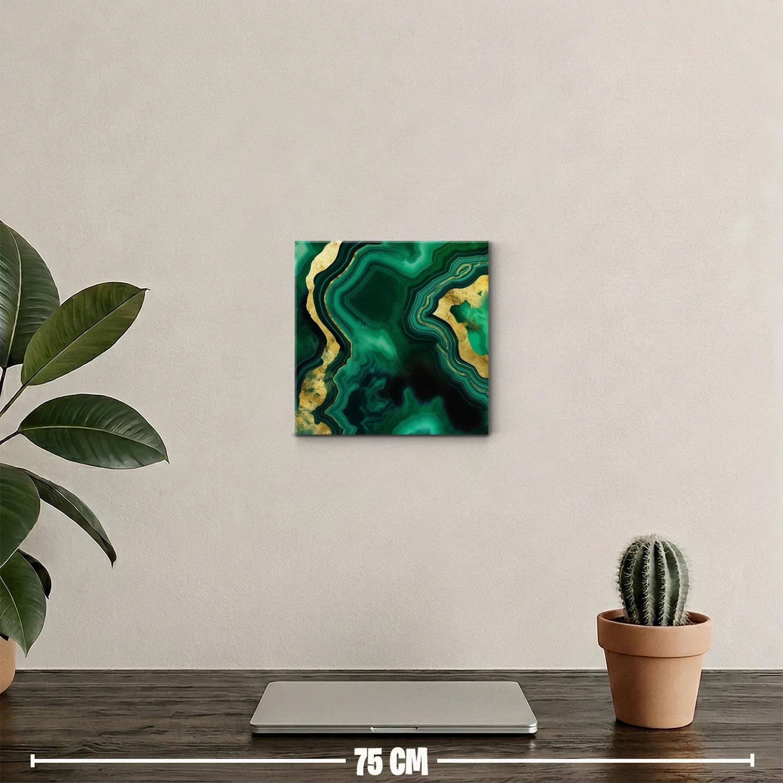 Arte Abstracto en Verde Esmeralda con Destellos Dorados — miniatura 2