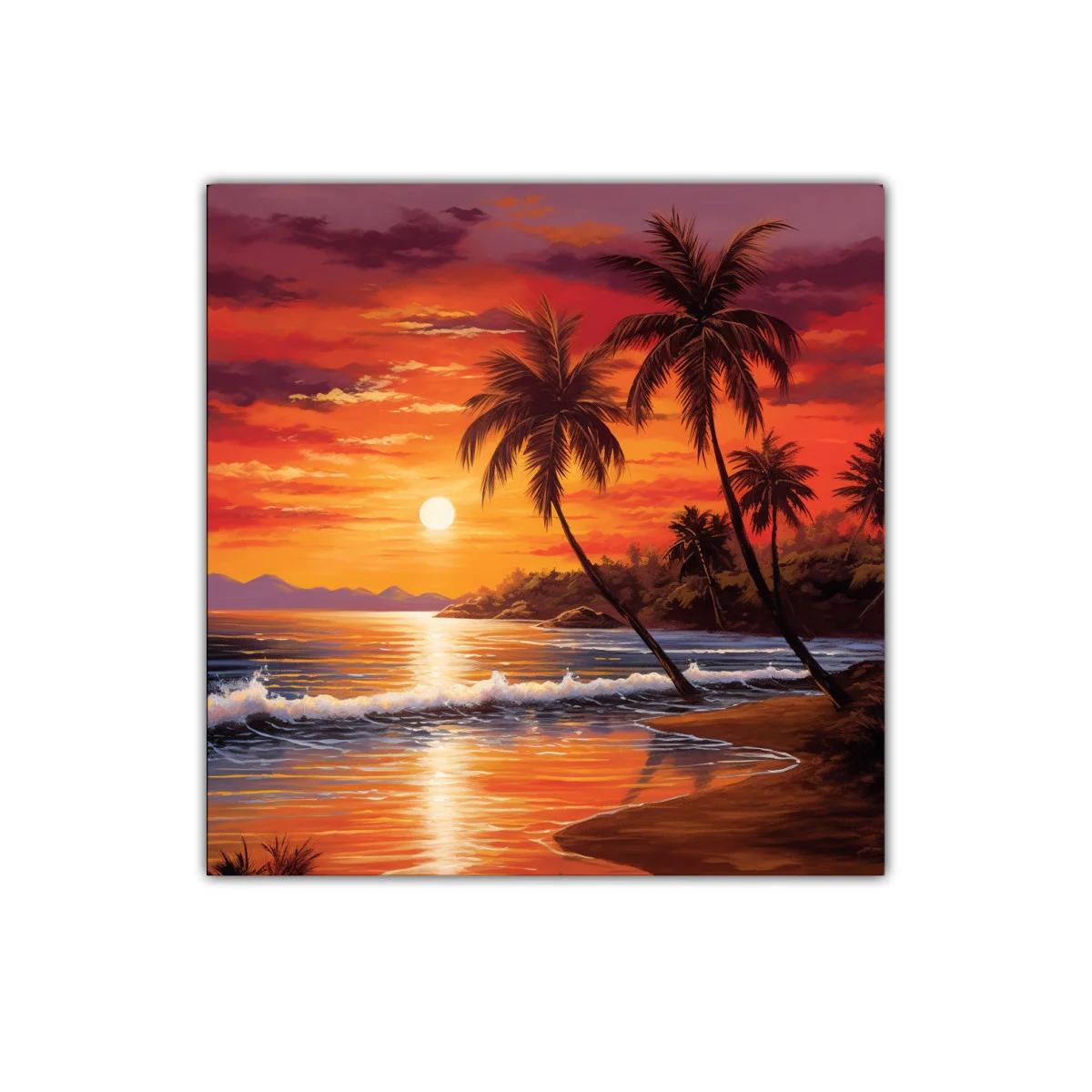 Atardecer tropical con palmeras en playa serena — miniatura 1