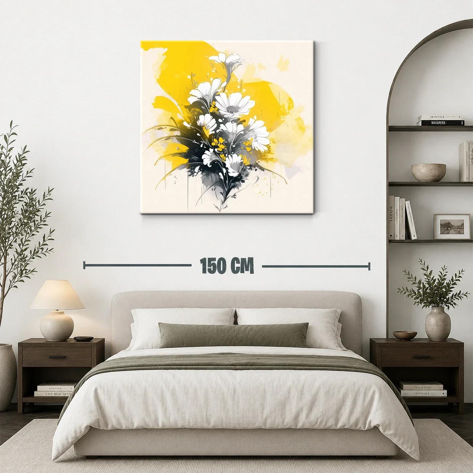 Ramo de flores blancas con fondo vibrante en amarillo — miniatura 3