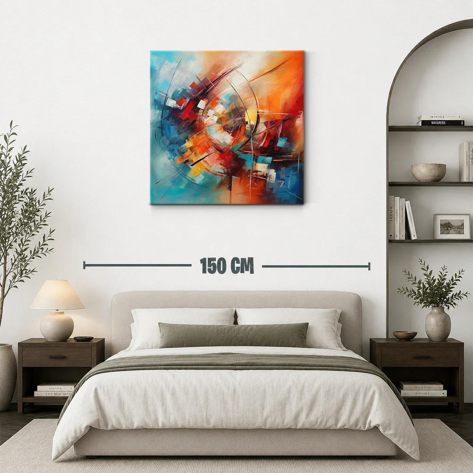 Cuadro abstracto en tonos vibrantes y formas dinámicas — miniatura 3
