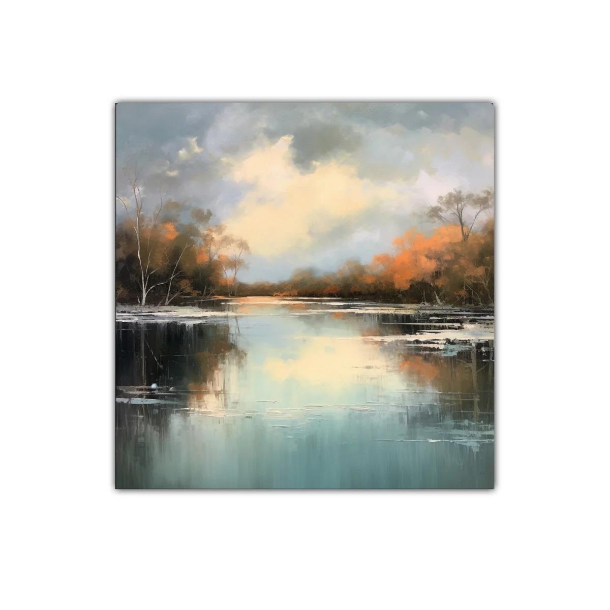 Paisaje sereno con reflejos otoñales en lago tranquilo — imagen principal