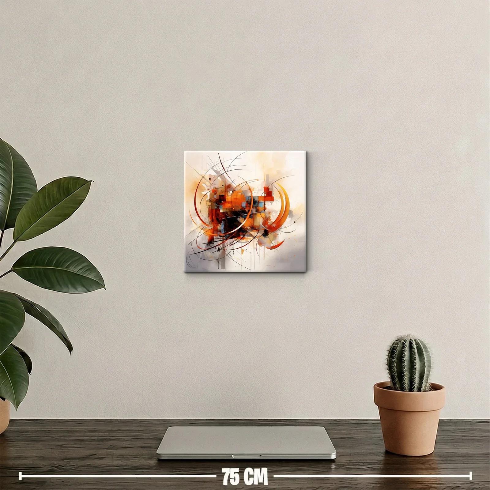 Composición abstracta en tonos cálidos y líneas curvas dinámicas — miniatura 2