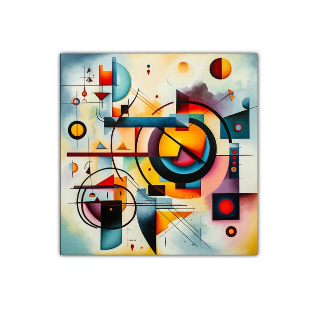 Composición abstracta con formas geométricas y colores vibrantes