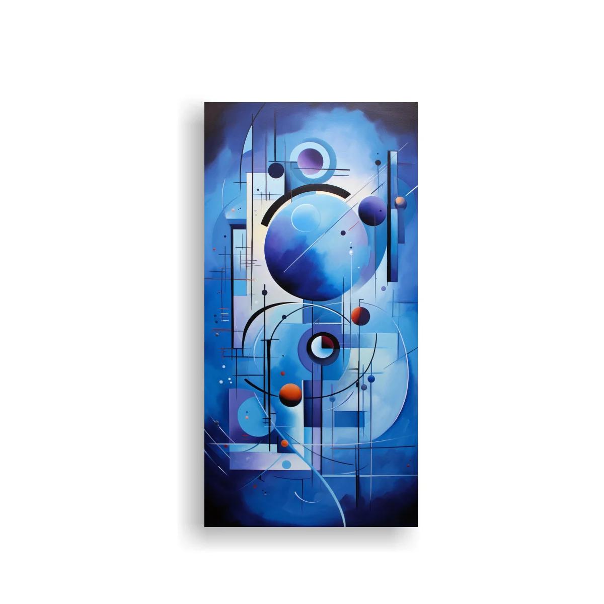 Cuadro abstracción geométrica con gran círculo azul