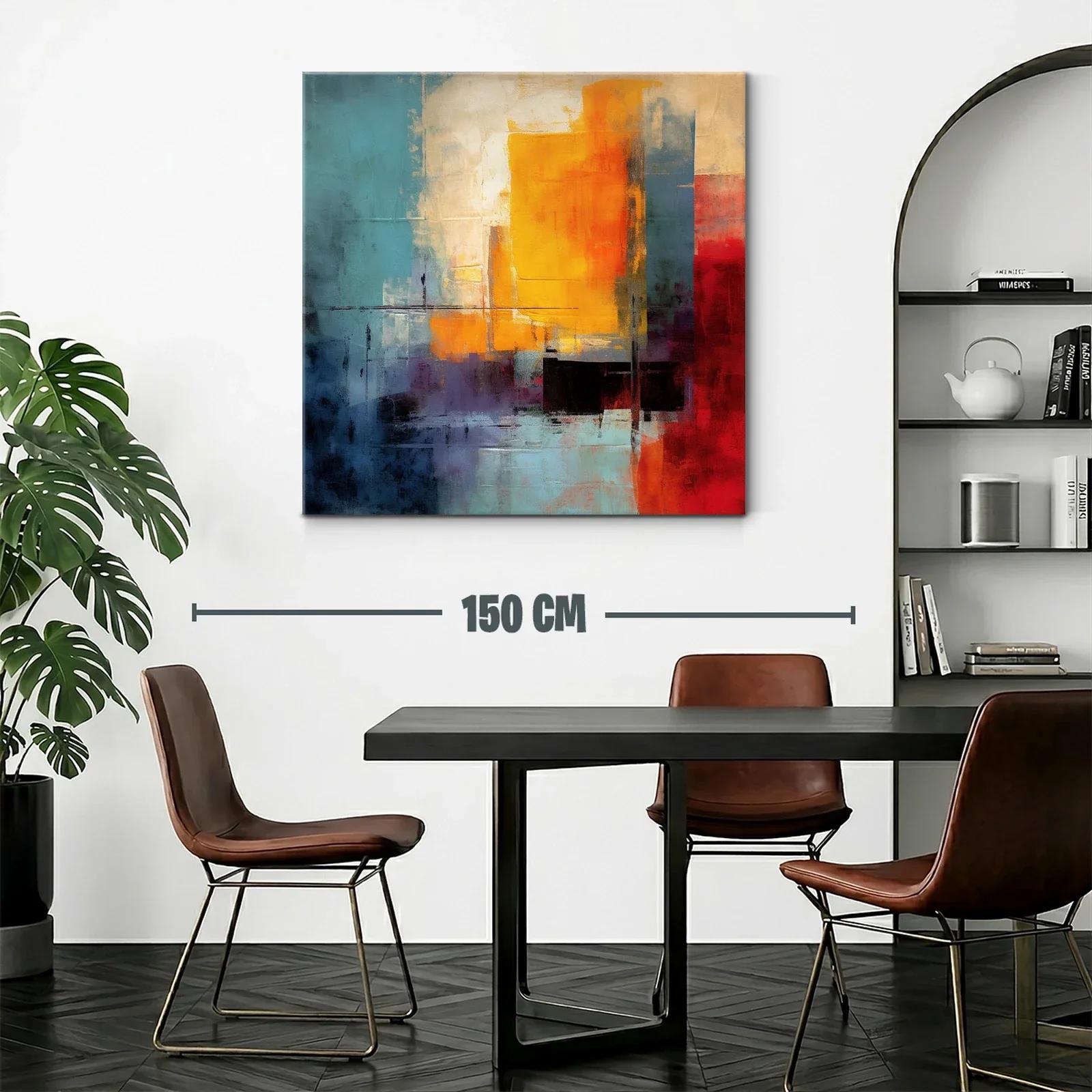 Cuadro abstracto con vibrantes tonos cálidos y fríos — miniatura 2